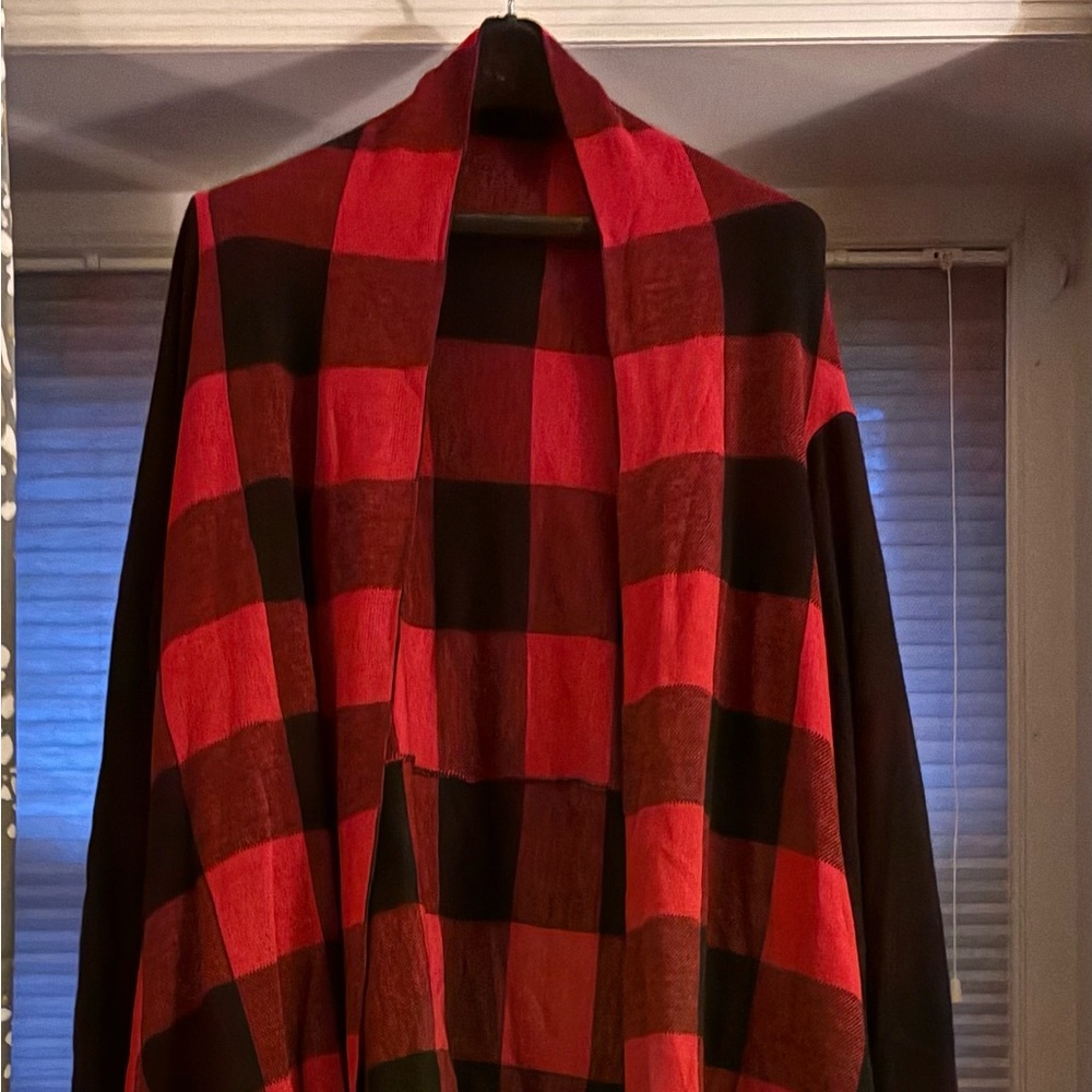 Torrid Red and Black Checkered sweater jacket